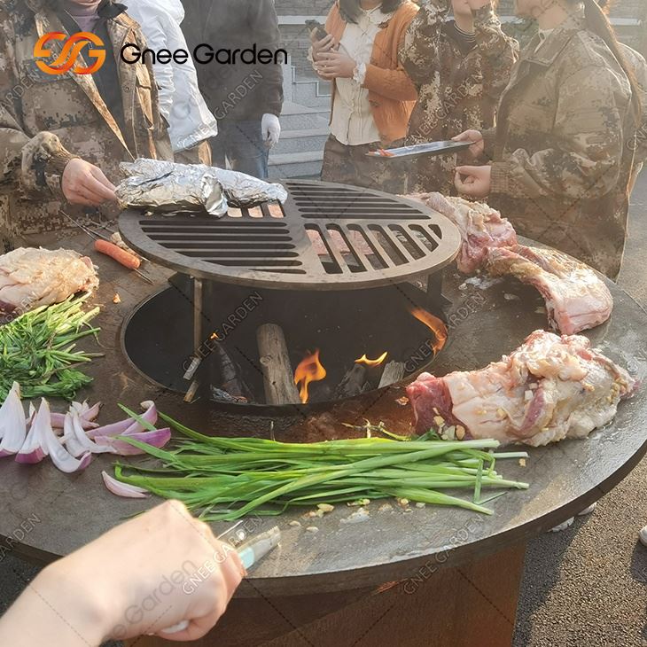Corten-Grill für den Außenbereich, Corten-Stahl, Grill für den Außenbereich, Corten-Feuer