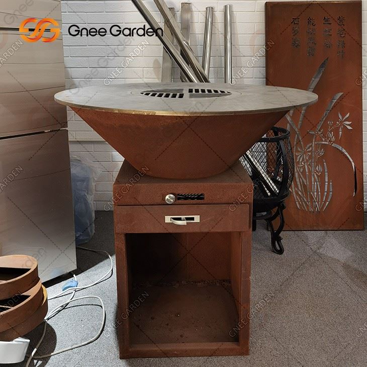 Garden Weathering Steel Grill Bbq Grills Fire Pit Table