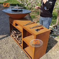 Gewerblicher Outdoor-Küchen-Holzkohle-Cortenstahl-BBQ-Grill