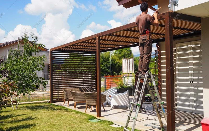 Corten Steel Metal Roof Screen House Gazebo Corten Steel Metal Roof Screen House Gazebo