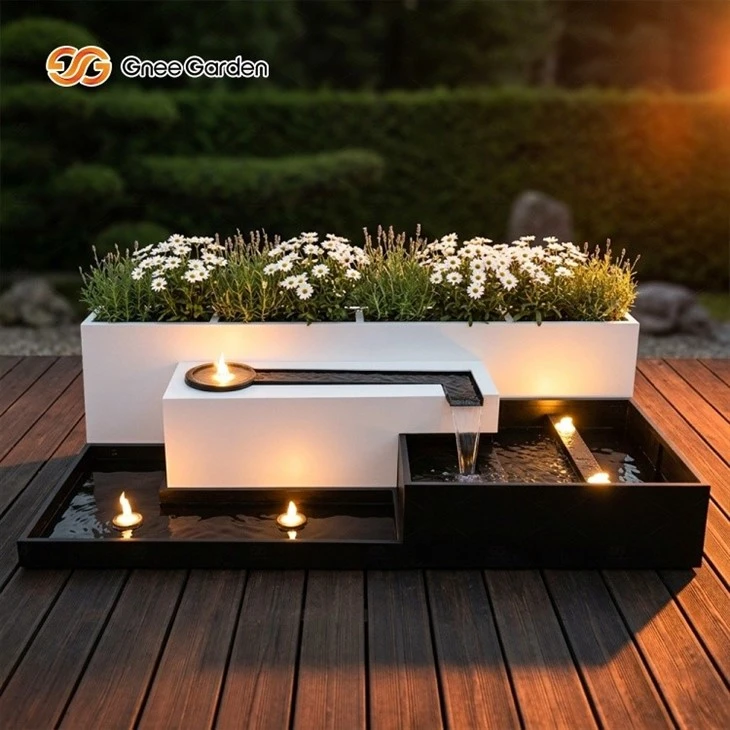 Outdoor LED Metal Water Fountain Basin