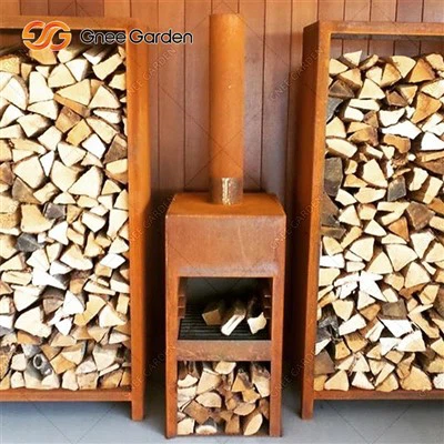Corten Metal Modern Chiminea Outdoor -Kamin