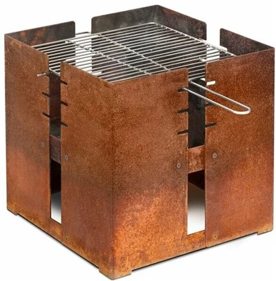 Corten Steel Cube Pellet Feuerstelle BBQ Grill