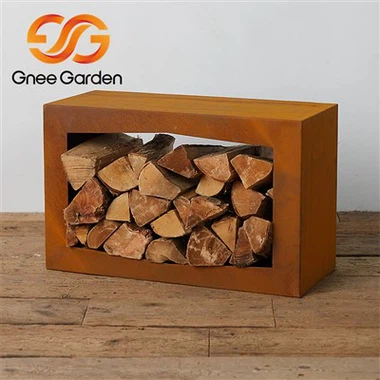 Holzlager aus Cortenstahl